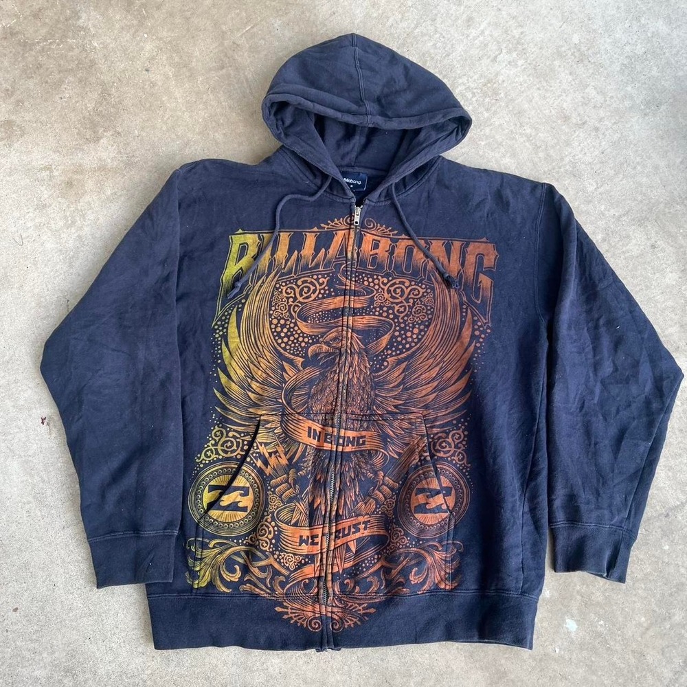 Y2K 2000s Billabong Graphic Zip Up Hoodie size M